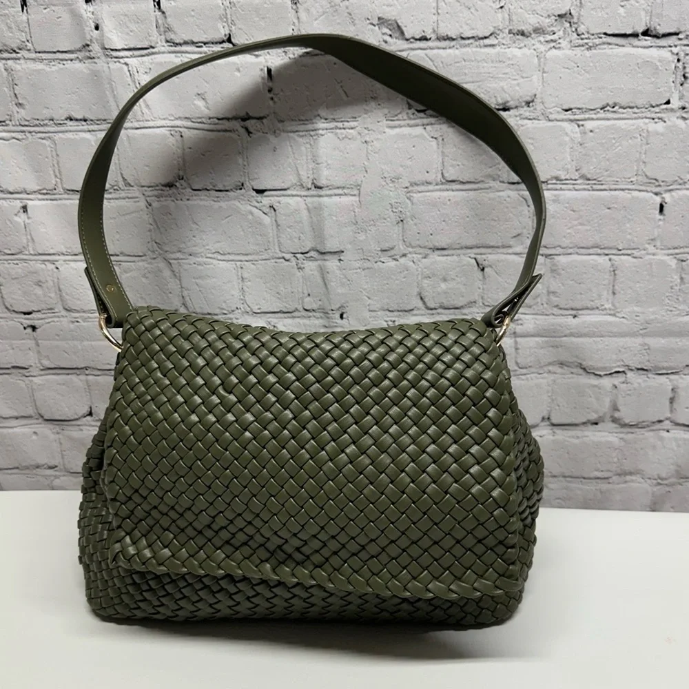 Anthropologie Melie Bianco Natalia Medium Vegan Leather Bag in Olive